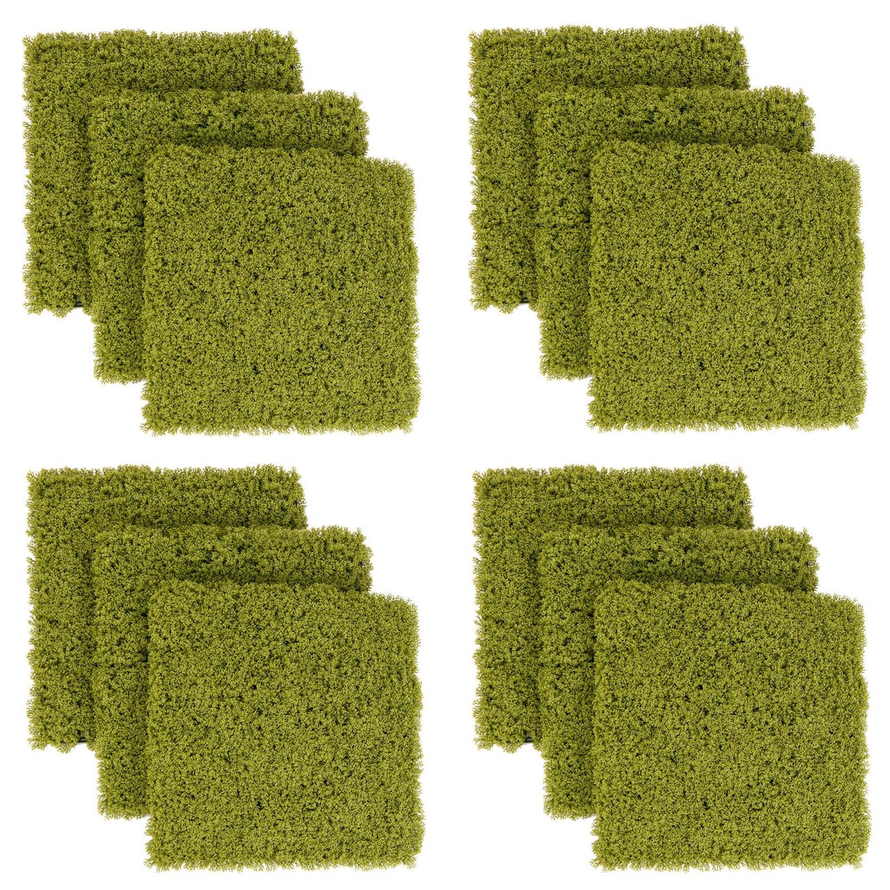 Costway 12 PCS Faux Green Moss Panels withInsertable Branches Stable X-shaped structure Ligth Green/Dark Green